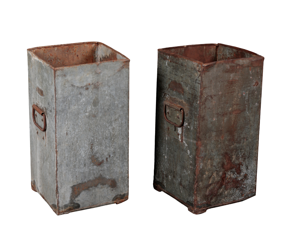 A PAIR OF GALVANISED METAL