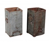 A PAIR OF GALVANISED METAL WAS