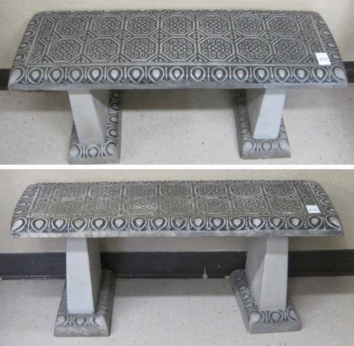 A PAIR OF GARDEN BENCH each a