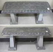 A PAIR OF GARDEN BENCH each a