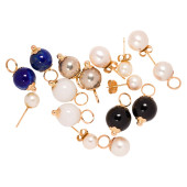 A PAIR OF GEMSTONE AND 14K GOL