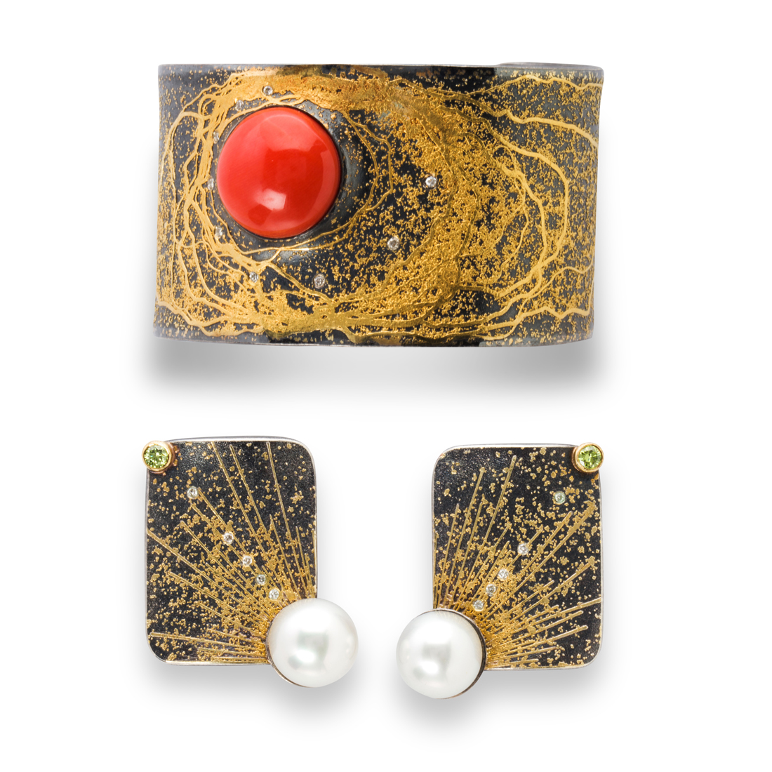 A PAIR OF GEMSTONE AND SILVER