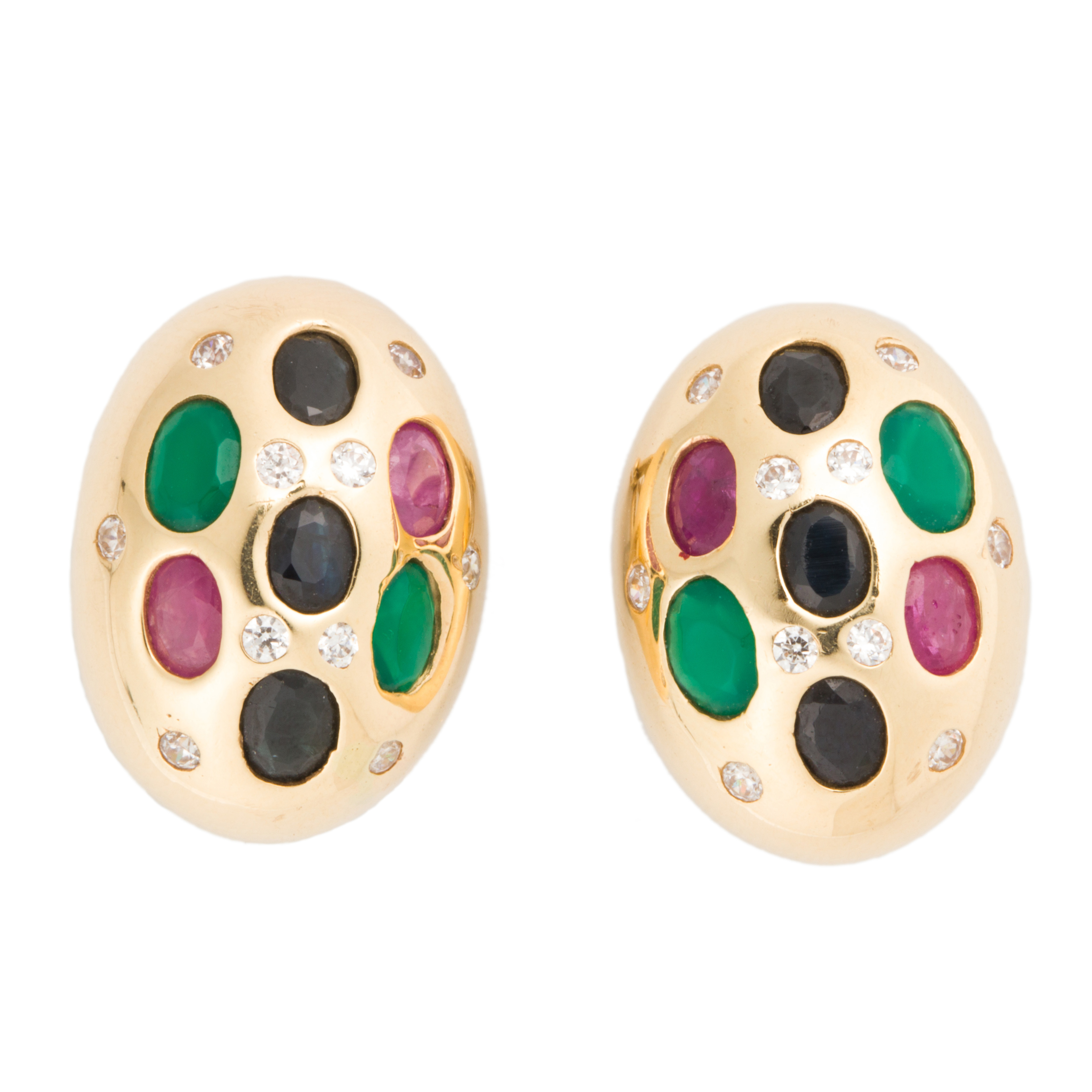 A PAIR OF GEMSTONE AND FOURTEEN