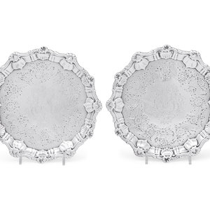 A Pair of George II Silver Salvers