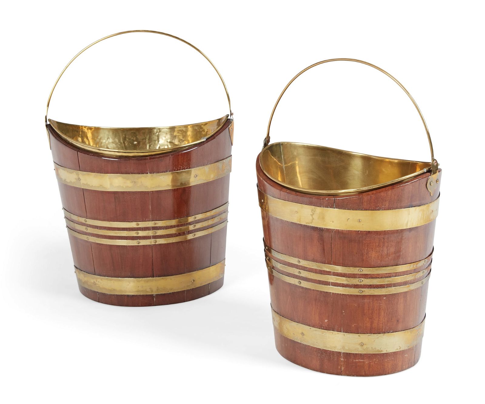 A PAIR OF GEORGE III BRASS MAHOGANY