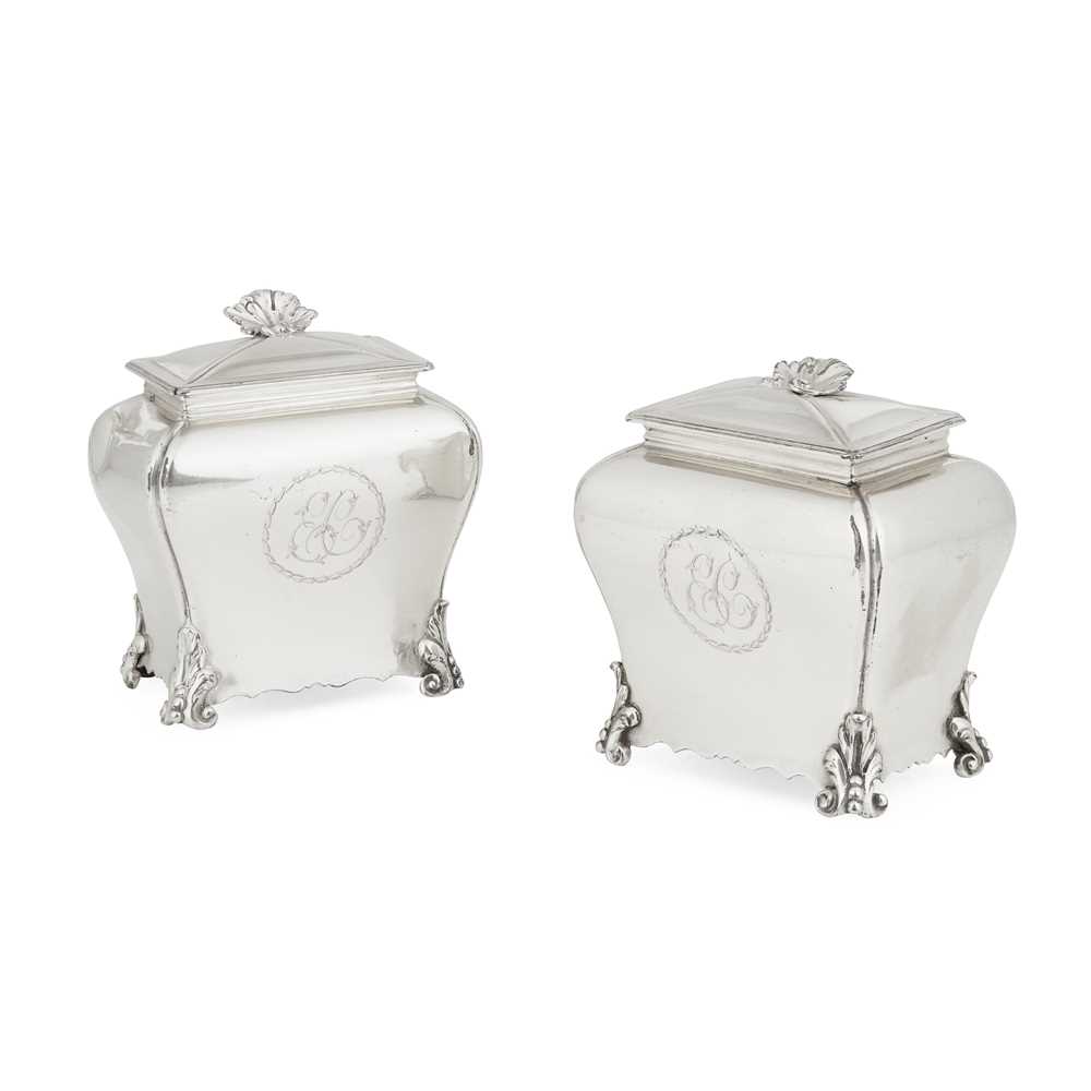 A PAIR OF GEORGE III TEA CADDIES