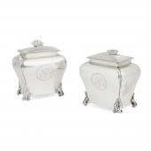 A PAIR OF GEORGE III TEA CADDI