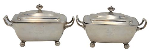 A PAIR OF GEORGE III SILVER COVERED
