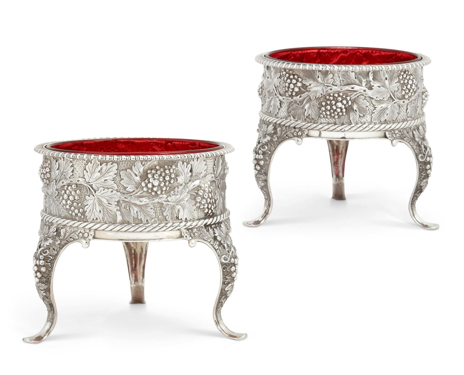 A PAIR OF GEORGE IV SILVER BOTTLE