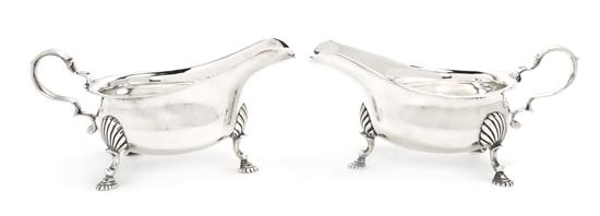 A Pair of George VI Silver Sauce