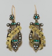 A Pair of Georgian Lyre Earrin