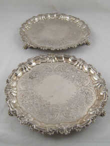 A pair of Georgian silver waiters