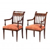 A PAIR OF GEORGIAN STYLE MAHOG