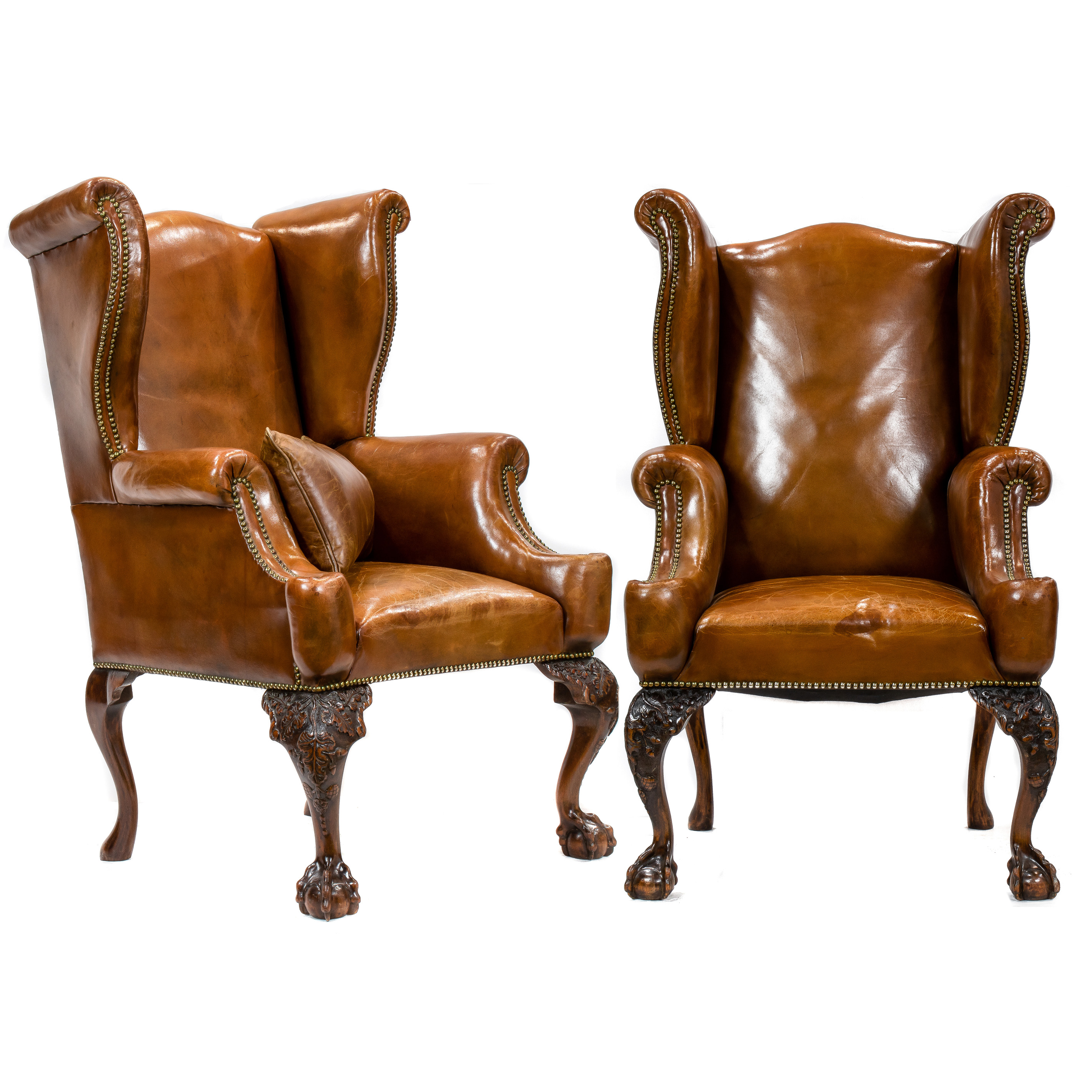 A PAIR OF GEORGIAN STYLE LEATHER