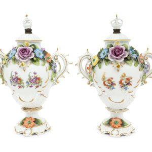 A Pair of German Porcelain Urns