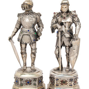 A Pair of German Silver and Jewel