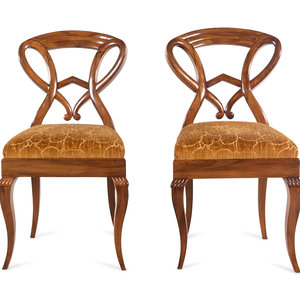 A Pair of German Walnut Side Chairs