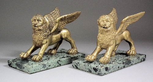 A pair of gilt brass ''Lions of St.