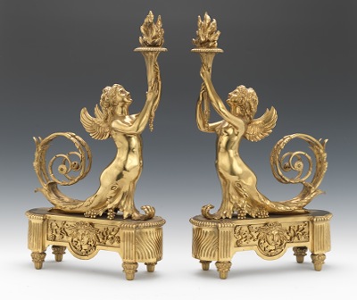 A Pair of Gilt Bronze Chenets
