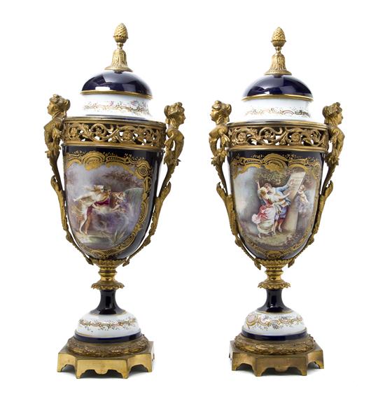 A Pair of Gilt Bronze Mounted