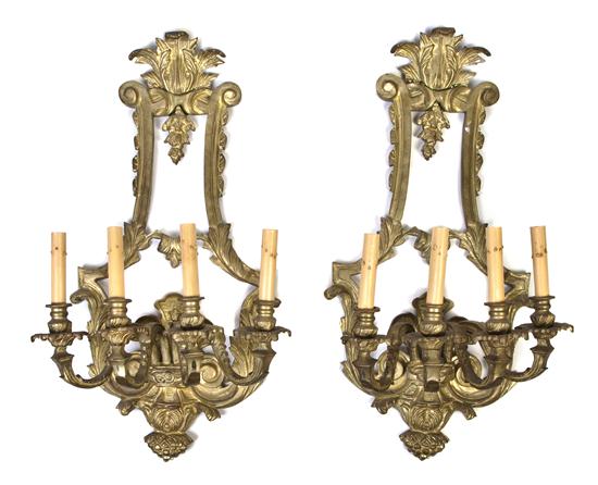 A Pair of Gilt Bronze Four-Light