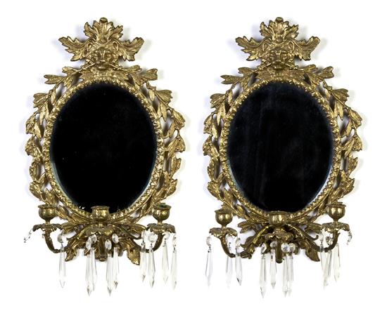 A Pair of Gilt Bronze Mirrored