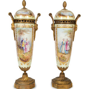 A Pair of Gilt Bronze Mounted