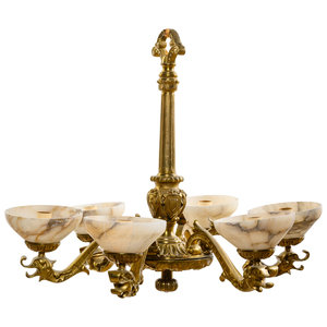 A Pair of Gilt Bronze and Alabaster