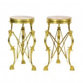 A PAIR OF GILT BRONZE AND MARB