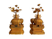 A PAIR OF GILT BRONZE ELEPHANT