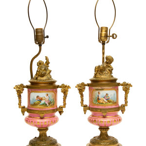 A Pair of Gilt Bronze Mounted