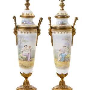 A Pair of Gilt Bronze Mounted