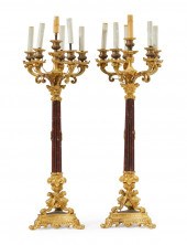 A PAIR OF GILT-BRONZE AND MARB