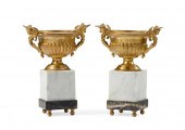 A PAIR OF GILT-BRONZE AND MARB