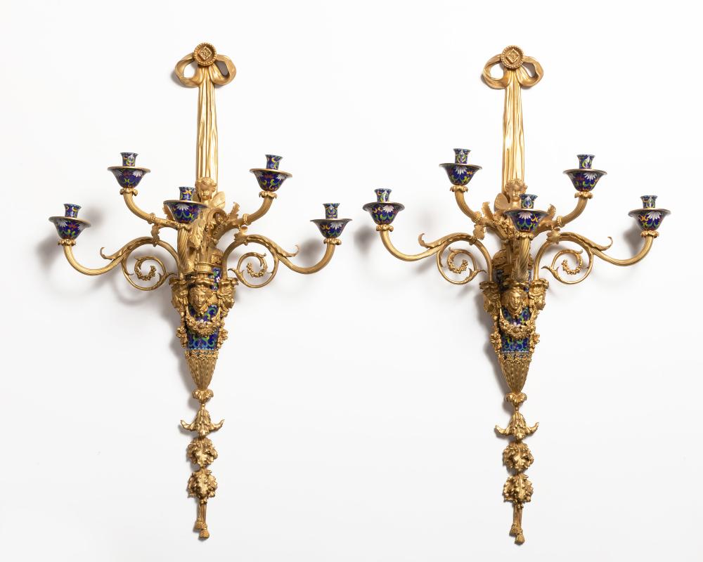 A PAIR OF GILT-BRONZE AND CLOISONNé