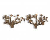 A PAIR OF GILT-BRONZE FLORAL W