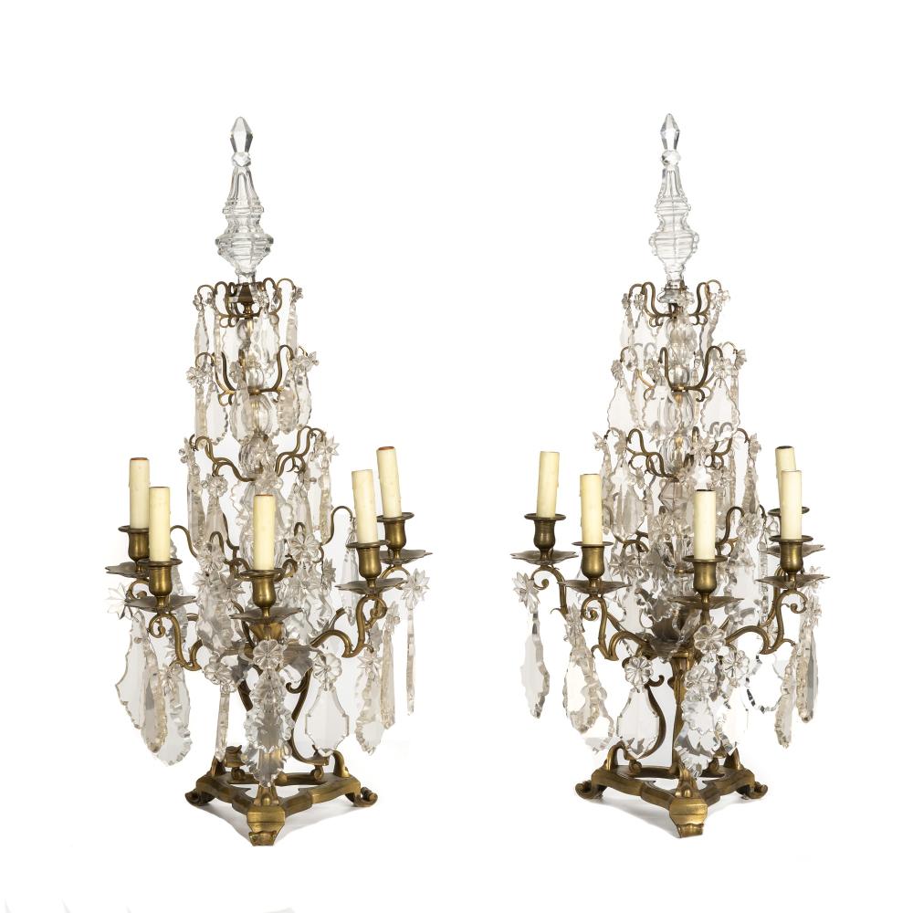 A PAIR OF GILT-BRONZE GIRANDOLESA