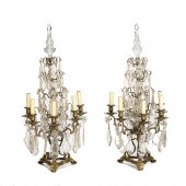 A PAIR OF GILT-BRONZE GIRANDOL