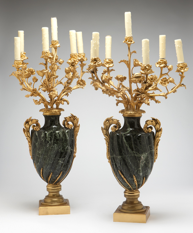 A pair of gilt bronze-mounted