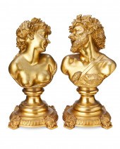 A PAIR OF GILT-BRONZE OPPOSING
