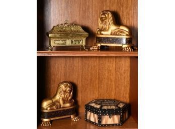 A pair of gilt cast iron