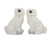 A PAIR OF GILT CERAMIC STAFFOR