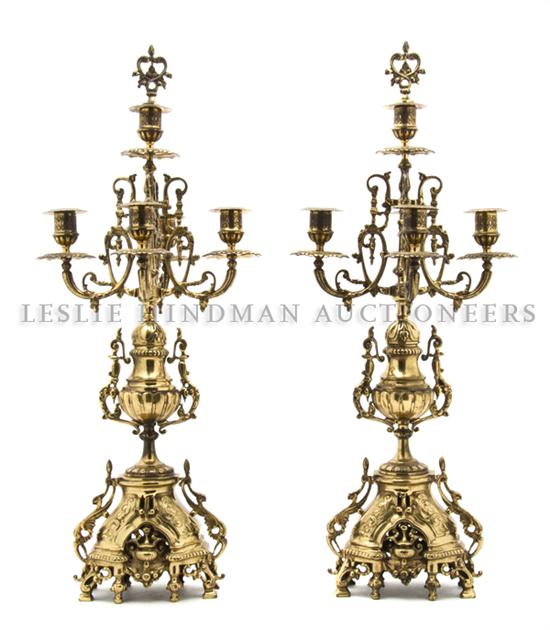A Pair of Gilt Metal Five-Light