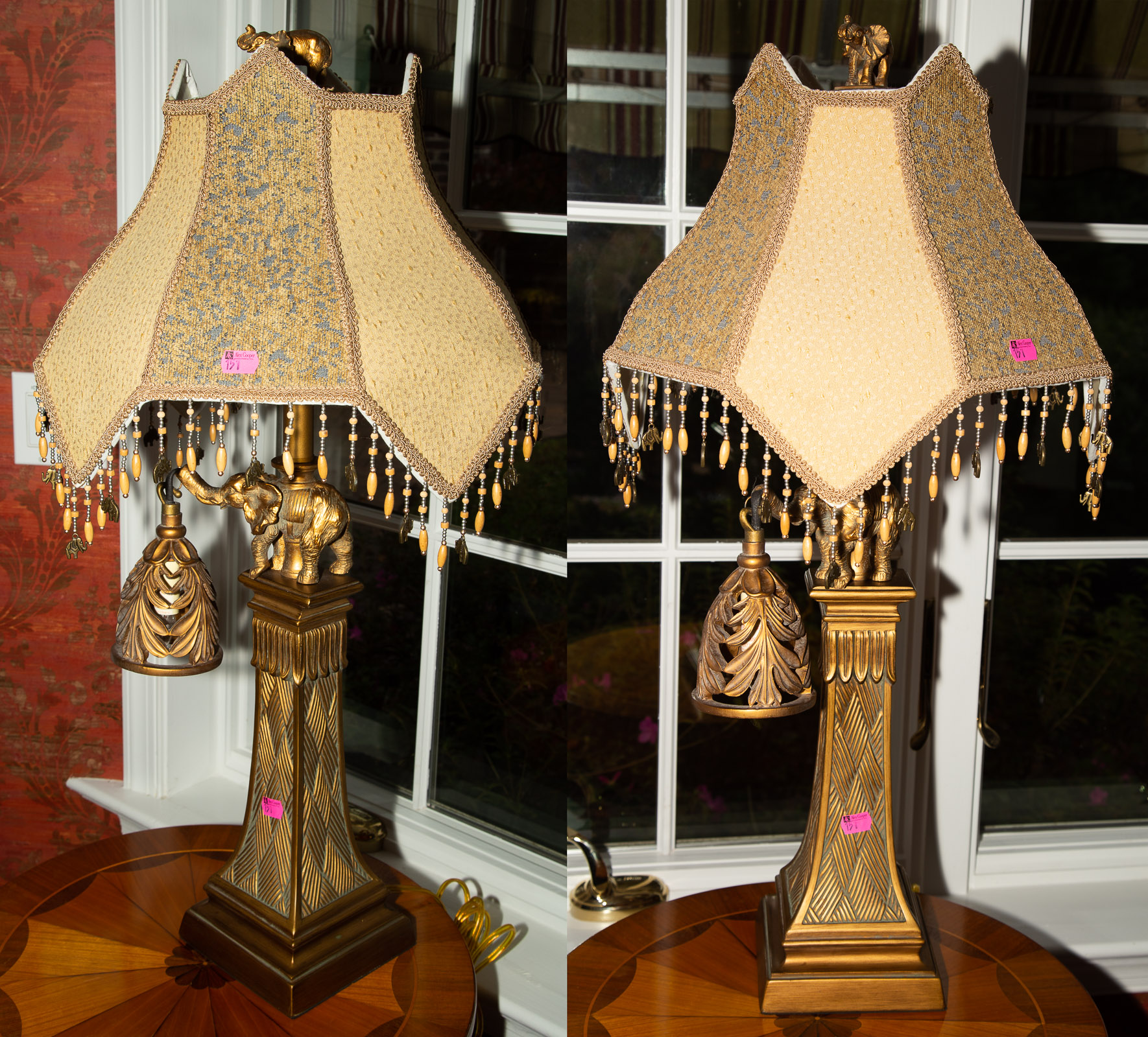 A PAIR OF GILT PAINTED ELEPHANT