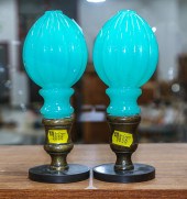 A PAIR OF GLASS BANISTER OR NE