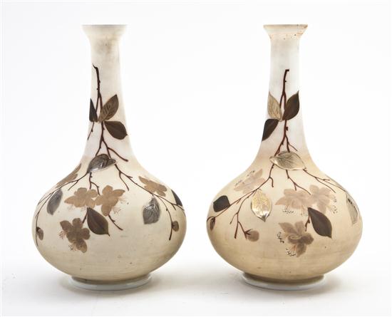 A Pair of Glass Vases each of