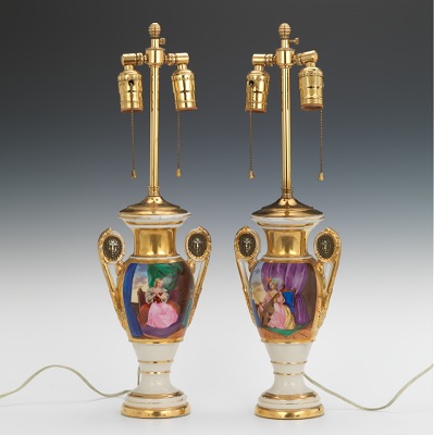 A Pair of Glazed Ceramic Lamp