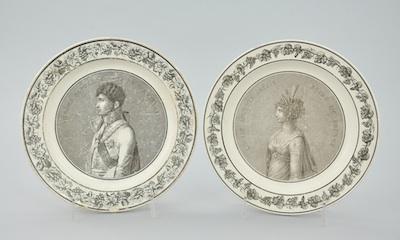 A Pair of Glazed Creamware Portrait