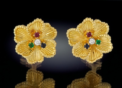 A Pair of Gold and Gemstone