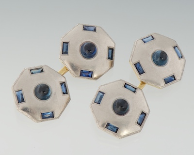 A Pair of Gold and Sapphire